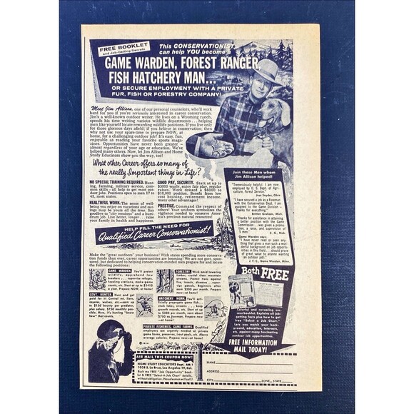 Home Study Educators "Conservation Careers Booklet" Vintage Print Ad 1957 - Picture 3 of 3